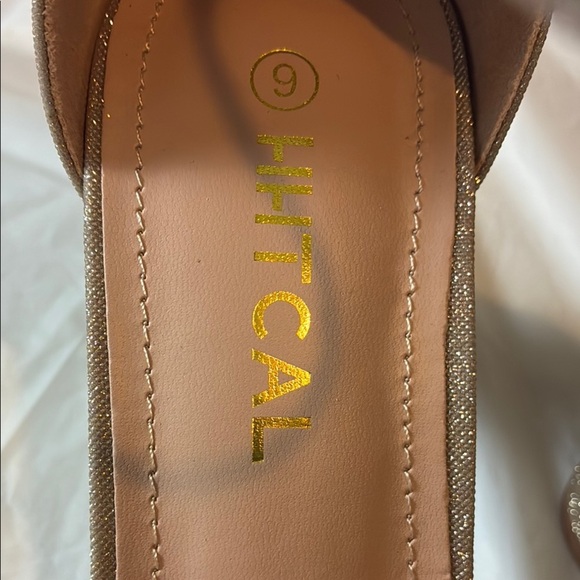 Gold Strappy Heels with Glitter Finish - Picture 2 of 8